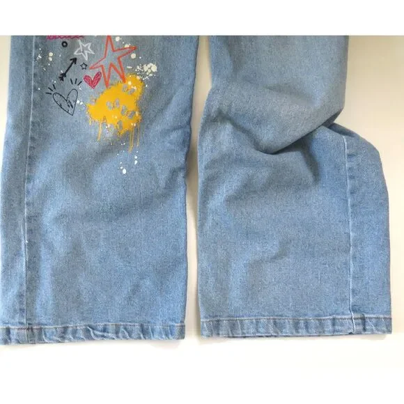 Art Class Girl's High Rise Wide Leg Graffiti Jeans  Size 14 EUC - Picture 12 of 12